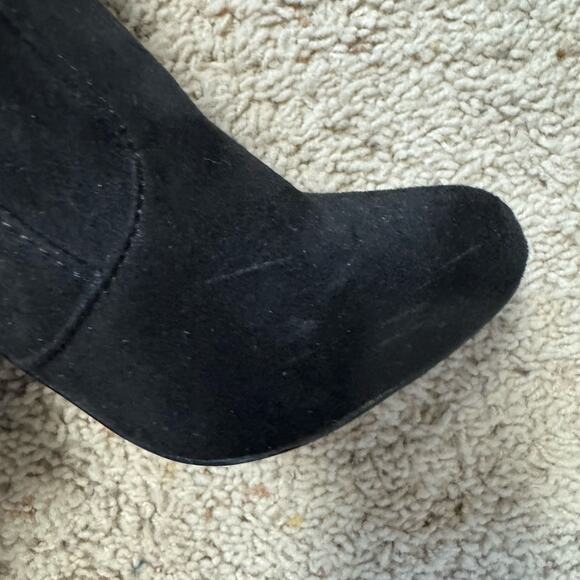 Lulus Over the Knee Faux Suede boots 7 Black Whimsigoth Steampunk Goth Vamp - Picture 7 of 11